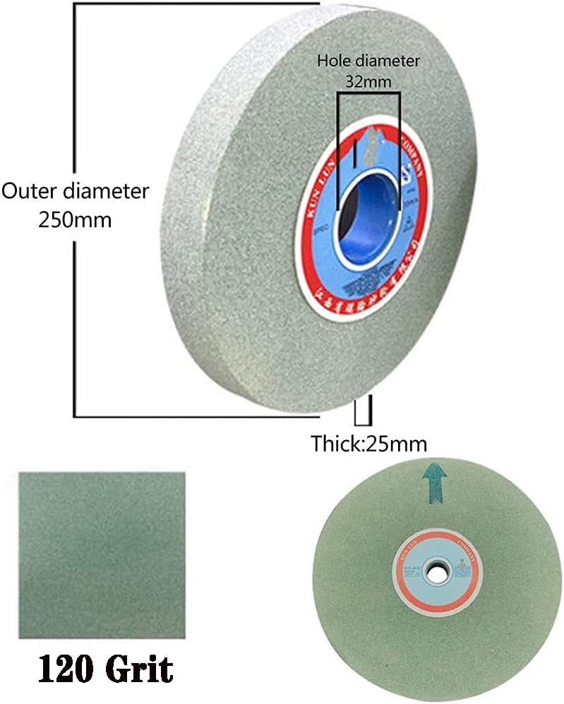 Bench Grinder Wheels, Green Silicon Carbide Bench Pedestal Grinding Wheel 250mmx32mmx25mm 46-120 Grit(80 Grit)