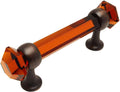 10 Pack - Cosmas 6393ORB-A Oil Rubbed Bronze with Amber Glass Cabinet Handle Pull - 3' Inch (76mm) Hole Centers
