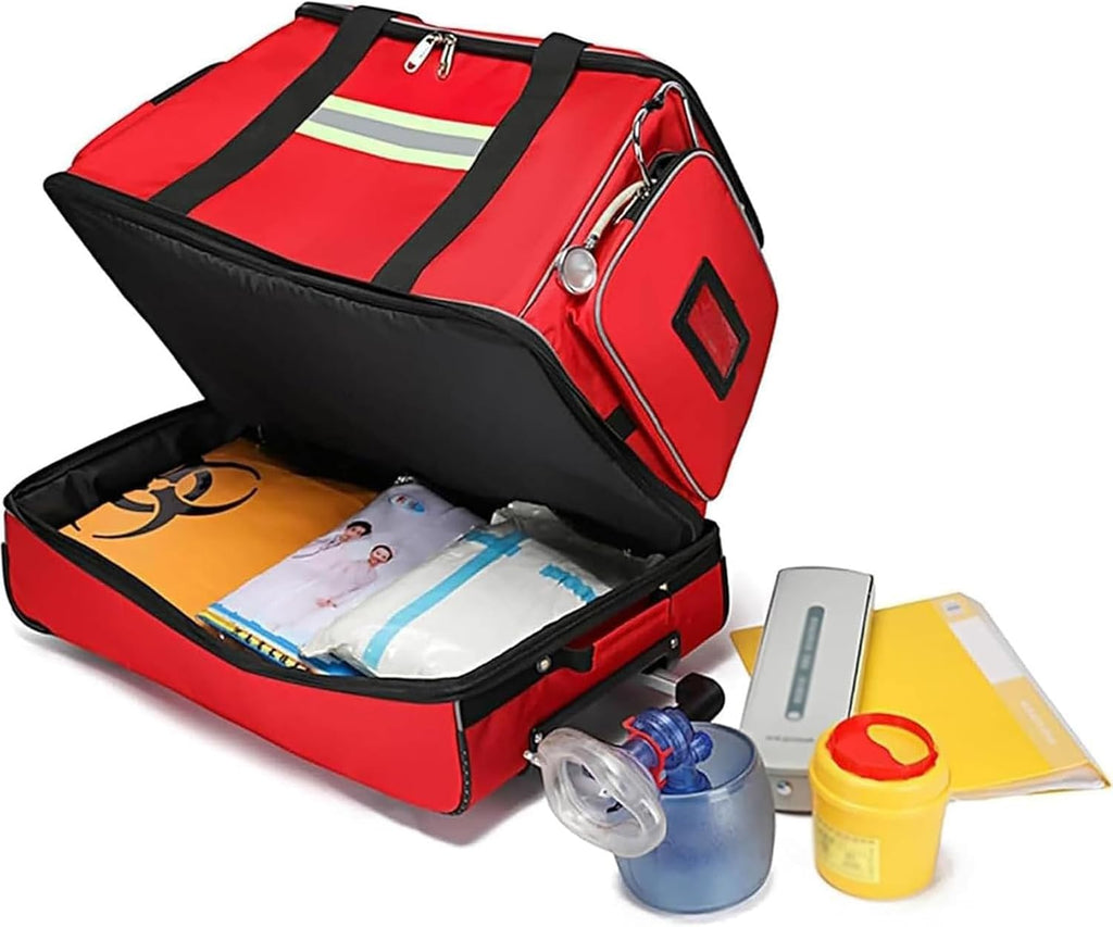 Emergency First Aid Backpack, High Capacity Waterproof Rolling Medical Bag for Portable Healthcare Solutions