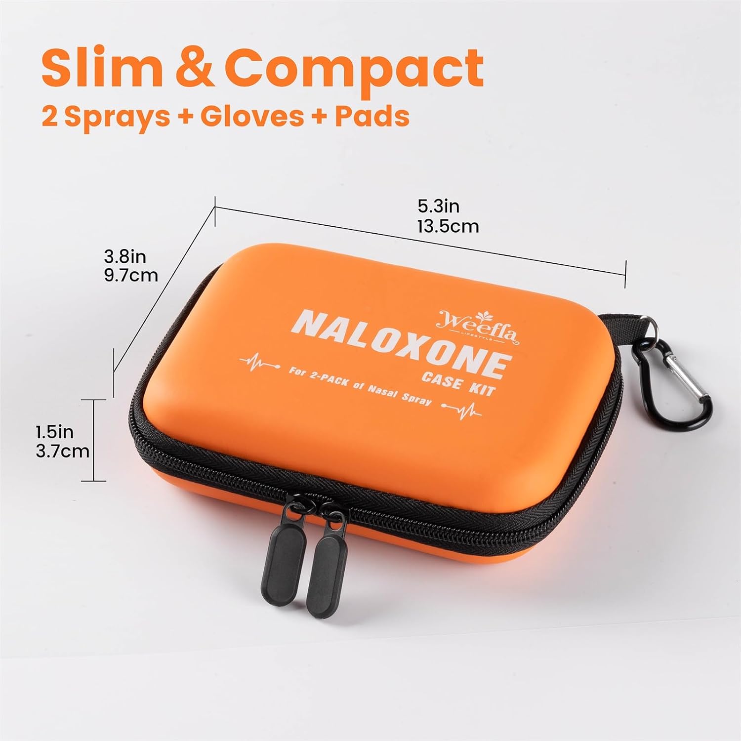 10-Pack Highly Visible Naloxone Carry Case for 2 Nasal Spray, Small | Clearly Labeled, Quick Access, Hard Shell Protection, Easy to Wipe Clean, for First Responders & Law Enforcement