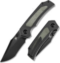 KANSEPT Fermi Pocket Folding Knives for Men Women Camping Hiking Folding Knife 3.11'' Blackwash CPM 20CV Blade EDC Knife with Green Micarta Titanium Handle Everyday Carry K1122A1