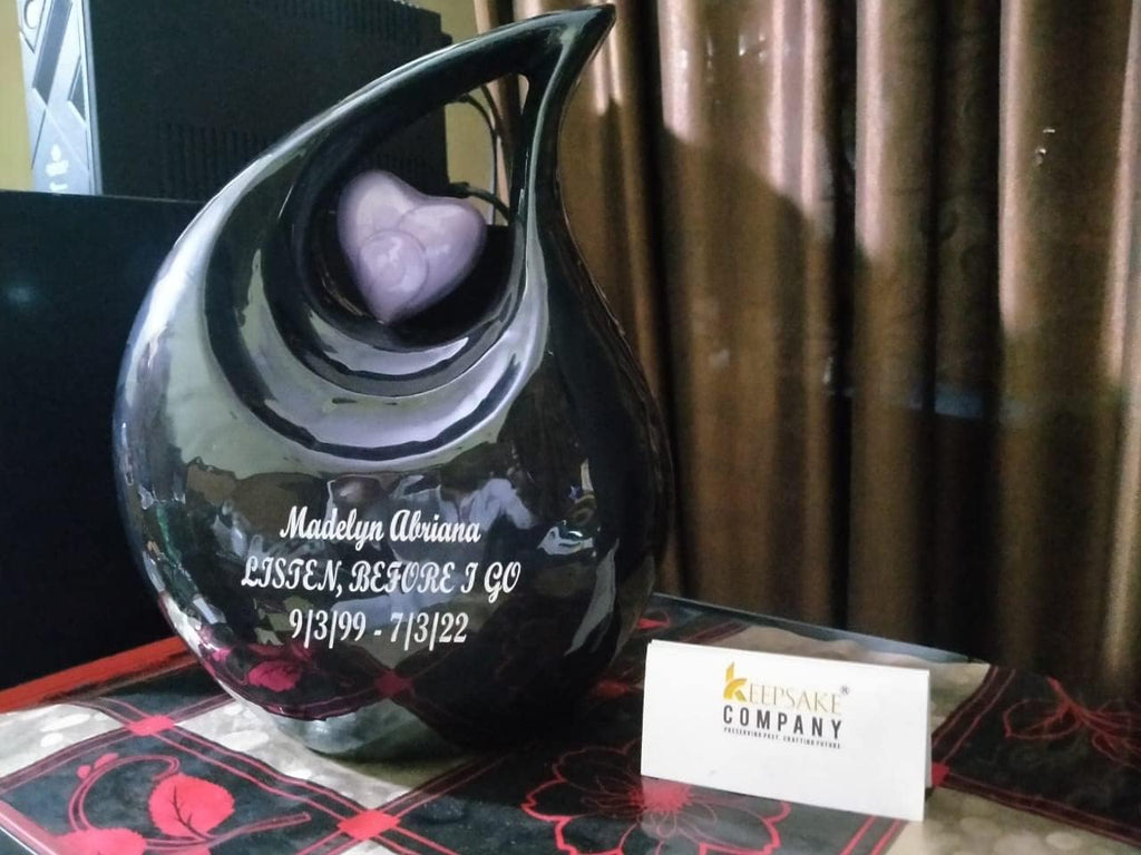 Glossy Multicolor Personalized Urn Personalized - Heart Urns for Human Ashes Adult -Cremation Urns for Adult Ashes -Decorative Urns - (27-Customizable Assorted Color Teardrop, Large)