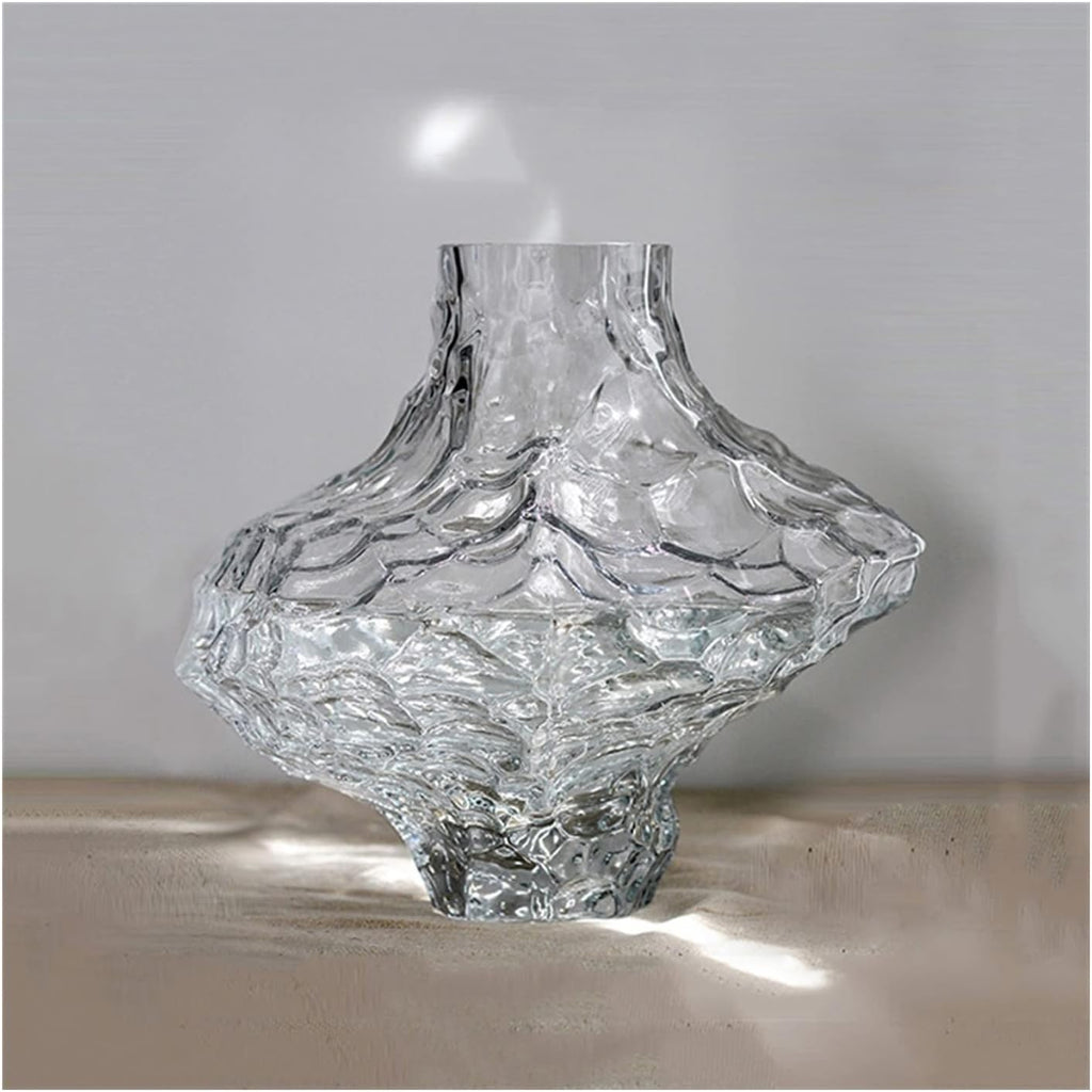 Decorative Vase Valley Vase Irregular Glass Vase Hydroponic Dry Flower Arrangement Living Room Tea Table Decoration Transparent Flower Vase Flower Vase (Color : Clear, Size : Small)