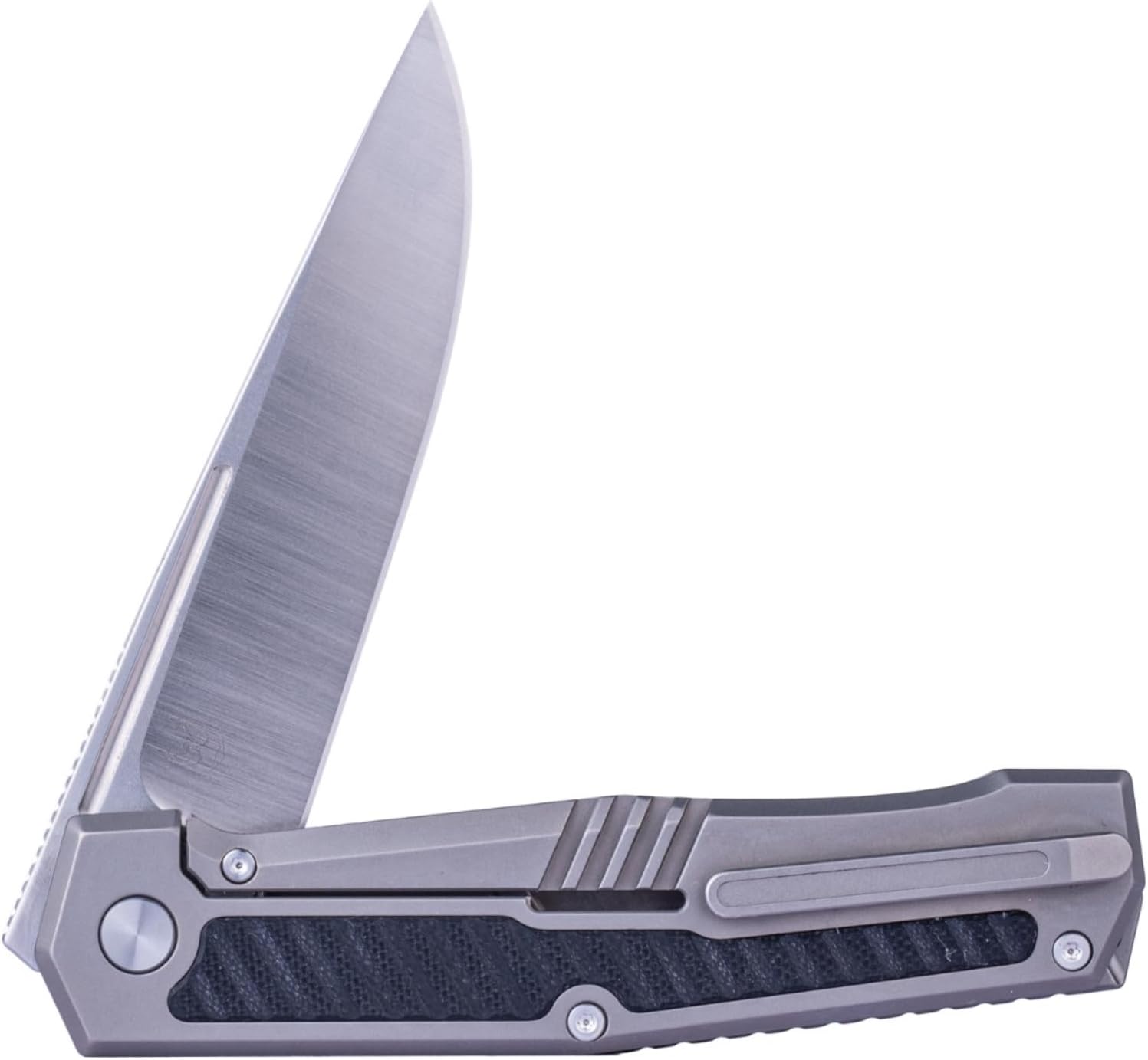 REALSTEEL Knives Rokot Premium Frame Lock Flipper Knife (S35VN Satin Drop Point Blade) Titanium TC-4 Handle with Black G10 Inlays