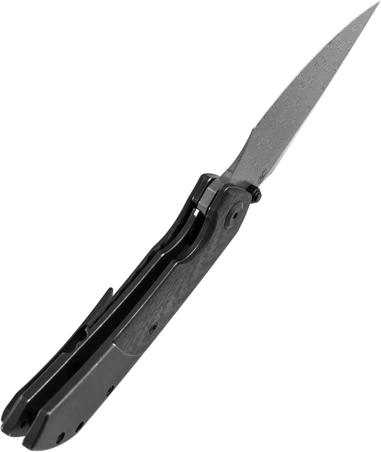 KANSEPT Fenrir Pocket Knife, 3.48' Damascus Blade with Twill Carbon Fiber Handle, Liner Lock and Thumb Stud, Lightweight EDC Tool for Camping, Outdoor Use and Everyday Carry, Gift for Men K1034D1