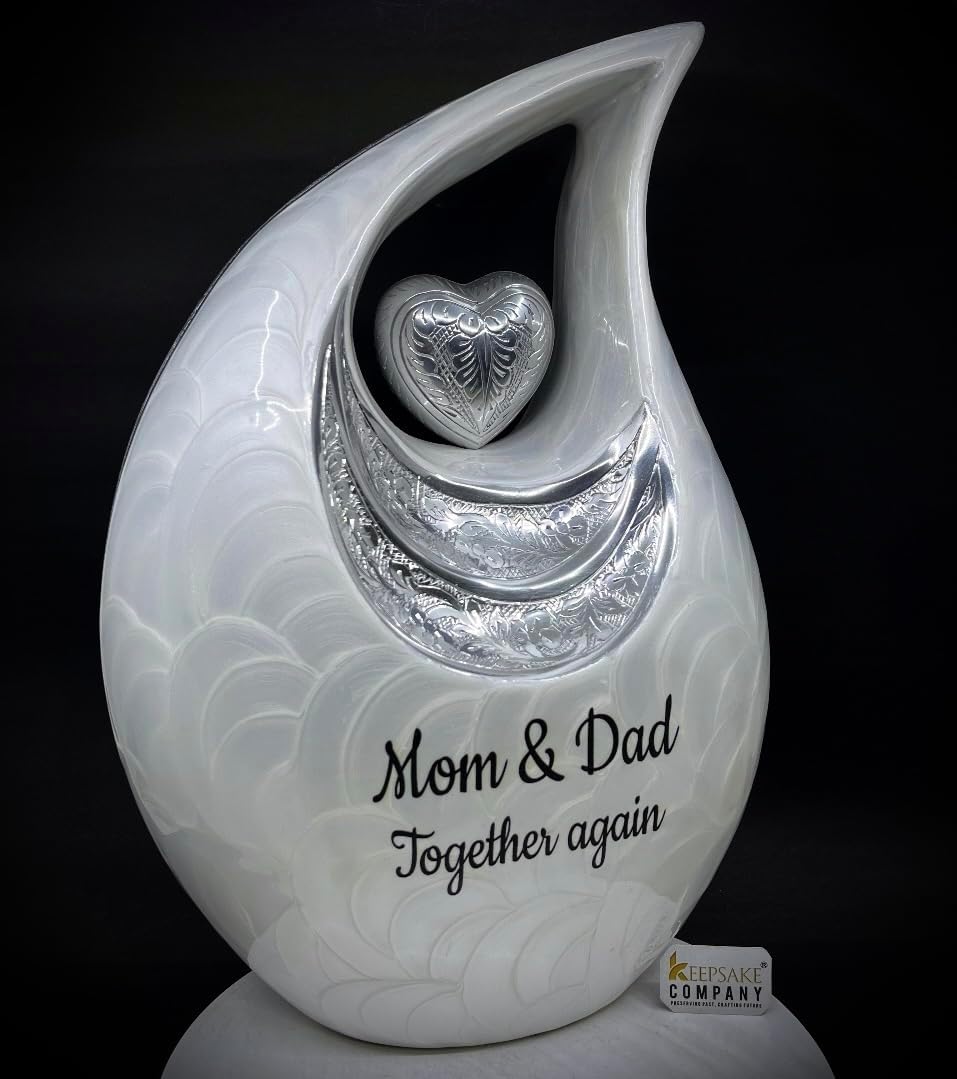 Double Adult/XXL urn for Forever Together Companions - Companion urns for 2 Adults - Teardrop Cremation Keepsake for Human Ash of Adult Man and Female - Includes Velvet Bag, 440 Cu Inch