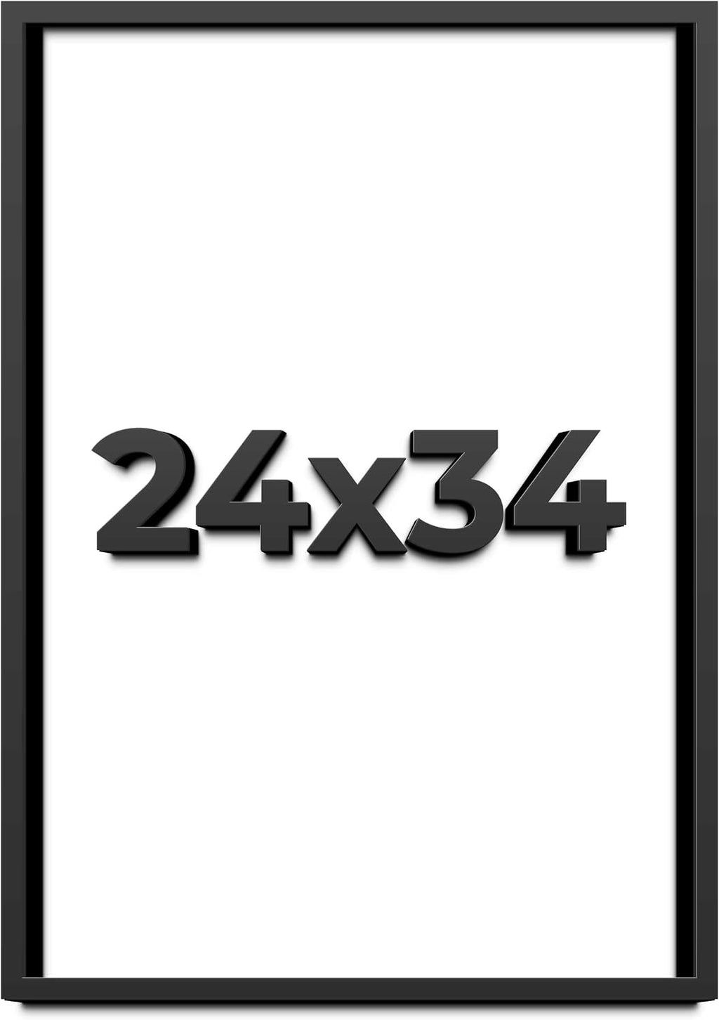24x34 Shadow Box Black Solid Wood Display Frame with White Acid-Free Backing UV Acrylic & Hanging Hardware - with 3/4' Usable Depth