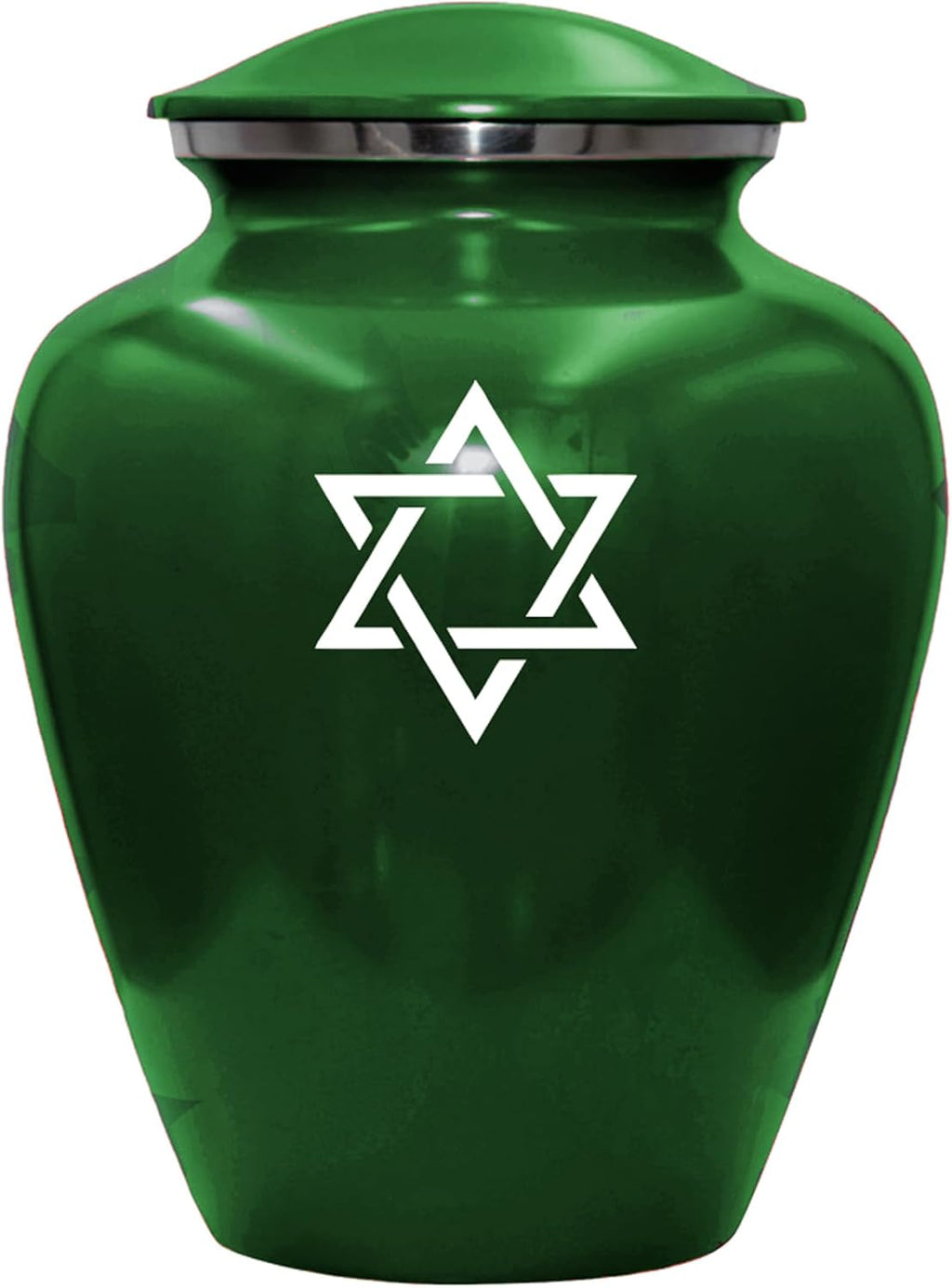 Star of David Blue Cremation Urn for Human Ashes, Jewish Cremation Urn, Religious Ash Urns with Personalized Engraving (Green)