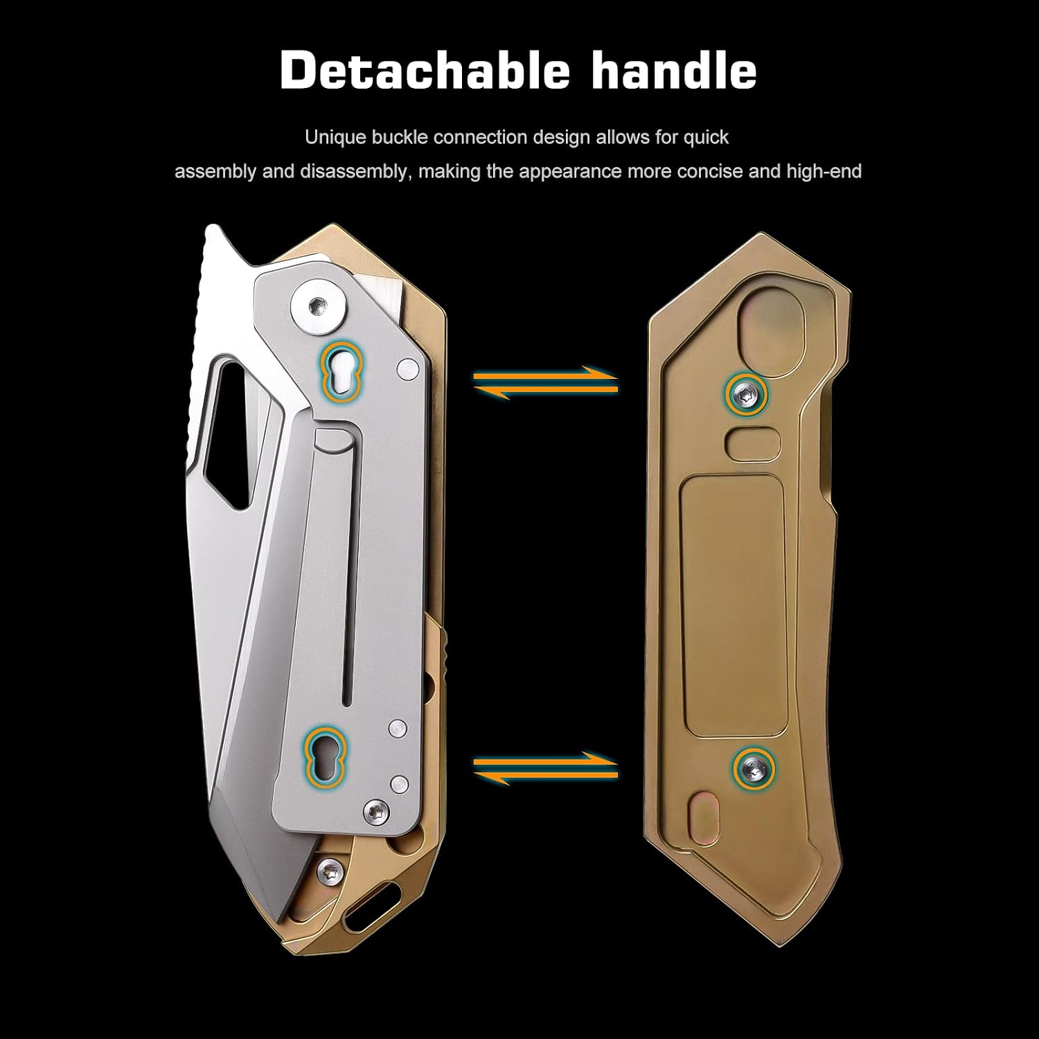 REMETTE RT-Woodpecker Folding Pocket Knife M390 Blade Titanium Handle (Gold)