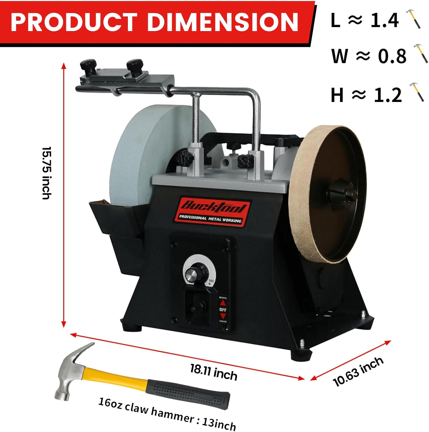 BUCKTOOL 10-Inch Variable Speed Wet Sharpening System, 1.2-Amp Two-Direction Water Cooled Wet Stone Grinder 90-160RPM, Wet Bench Grinder for Knife, Chisel, Knife, Axe, SCM8103