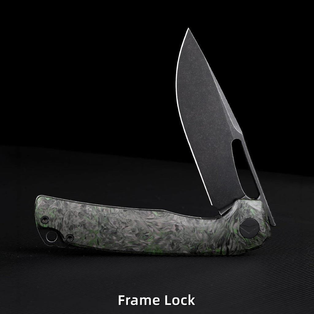 Pocket Knife, 3.5' M390 Blade Folding Knife Hunting Knife Survival Knife with Pocket Clip, EDC Knives for Hunting Camping Survival Outdoor Fishing Hiking (Black&Green)