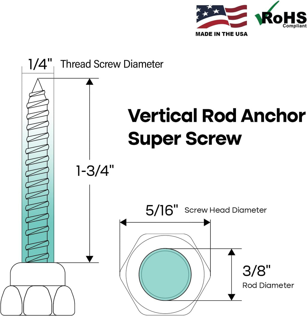 Everflow Sammys 8059957-100 CST 20 3/8 Inch Screw Vertically Threaded Rod Anchor Designed for Concrete Structure, Steel, Zinc Finish, Corrosion Resistance, 5/16 x 1-3/4 Inch Screw Length (pack of 100)