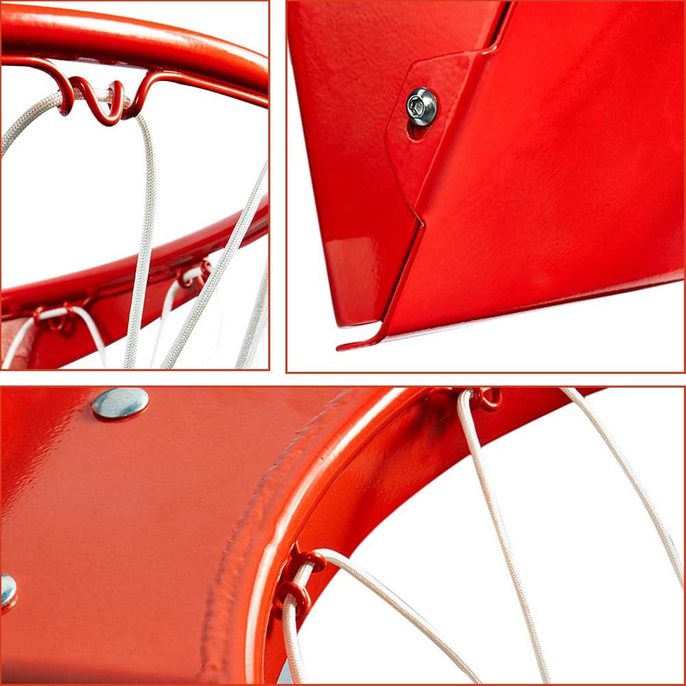 Professional 180º Heavy Duty Breakaway Basketball Rim，18 inch Flex Rim Goal Replacement Fits 5'x5', 5'x4', 4'x3'，5'x3' Hole Pattern Backboard