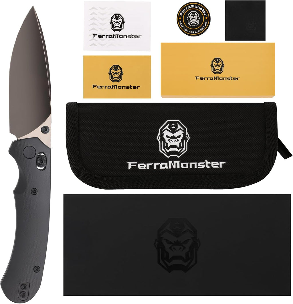 Folding Pocket Knife, 3.31'' M390 Blade, Erogonomic Titanium Handle, Pocket Knife for Men, EDC Knife for Hunting, Outdoor Survival Fishing Hiking Camping Knives (Black)
