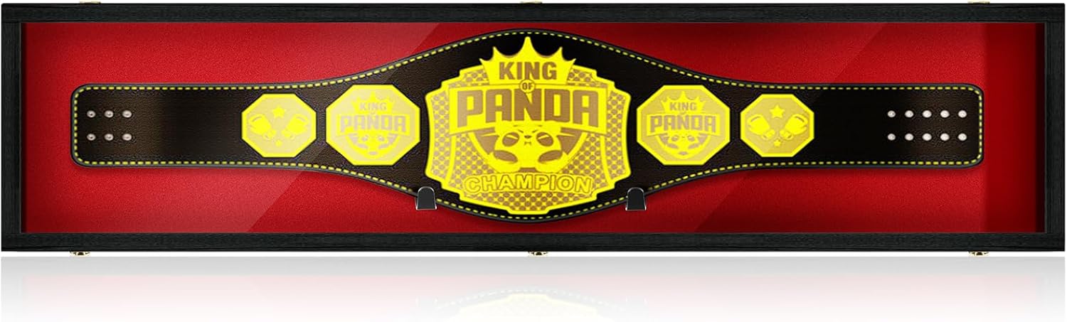 Silipull 54' Wrestling Championship Belt Display Case Championship Wrestling Belt Wall Mount Wooden Display Case Cabinet W/98% UV Acrylic Door Lockable Box for Christmas Collectors Gift