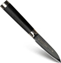 Michel BRAS No. 1 Paring Knife, 3' Handcrafted Vegetable and Fruit Knife, 3 Layer Stainless Steel Blade, Black Pakkawood Handle, Small Kitchen Tool for Peeling and Cutting