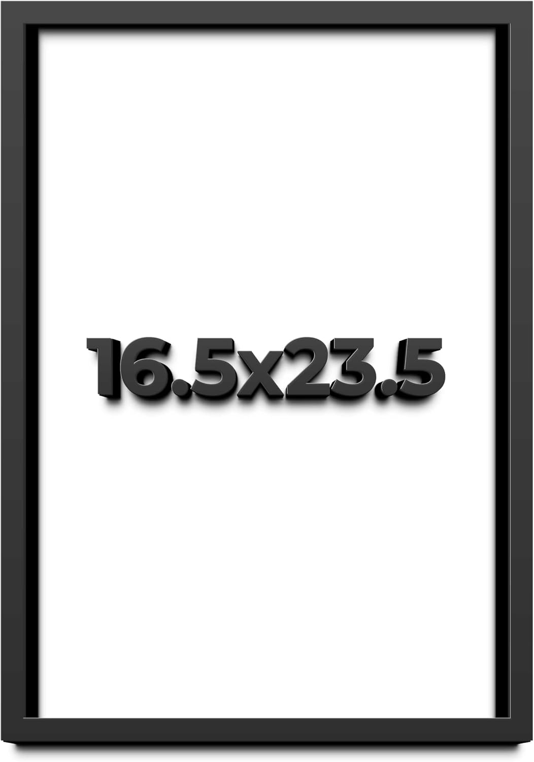 16.5x23.5 (A2 Euro Size) Shadow Box Black Solid Wood Display Frame with White Acid-Free Backing UV Acrylic & Hanging Hardware - with 3/4' Usable Depth