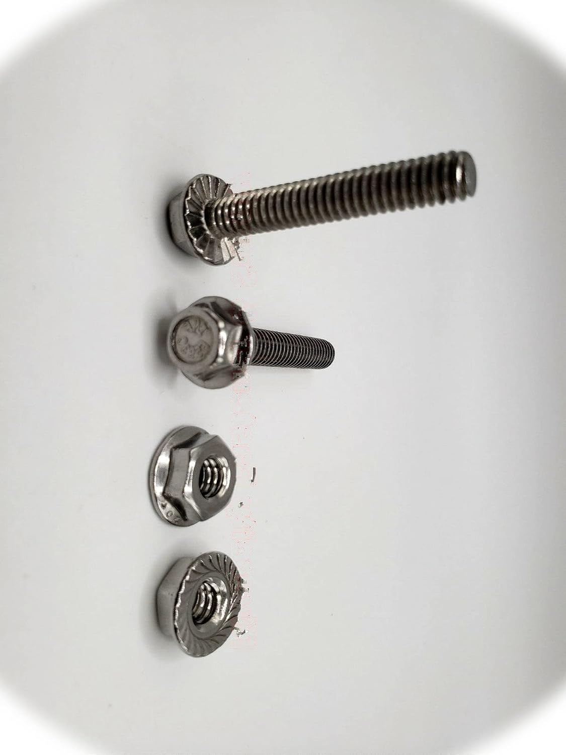 (Qty 100pcs) 1/4-20x1-1/2 Stainless Serrated Hex Flange Bolts Screws 1/4x20x1.5 & Nuts Hardware Fastener Kit Set RV8451S