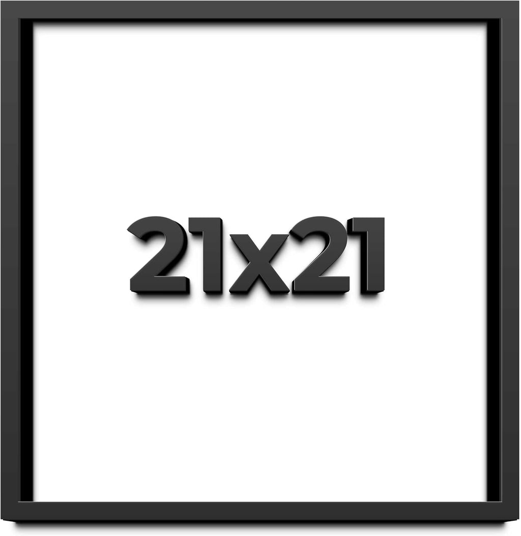 21x21 Shadow Box Black Solid Wood Display Frame with White Acid-Free Backing UV Acrylic & Hanging Hardware - with 3/4' Usable Depth