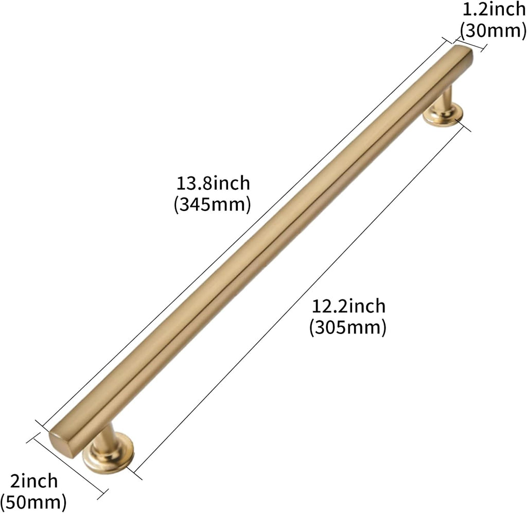 khtumeware 3-Pack Appliance Handle Pull Brushed Brass Heavy-Duty Solid Cabinet Pulls,12Inch(305mm) Hole Center,Drawer Pulls Square pulls Cabinet Hardware Kitchen Bathroom Dressing Table,