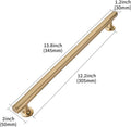 khtumeware 3-Pack Appliance Handle Pull Brushed Brass Heavy-Duty Solid Cabinet Pulls,12Inch(305mm) Hole Center,Drawer Pulls Square pulls Cabinet Hardware Kitchen Bathroom Dressing Table,