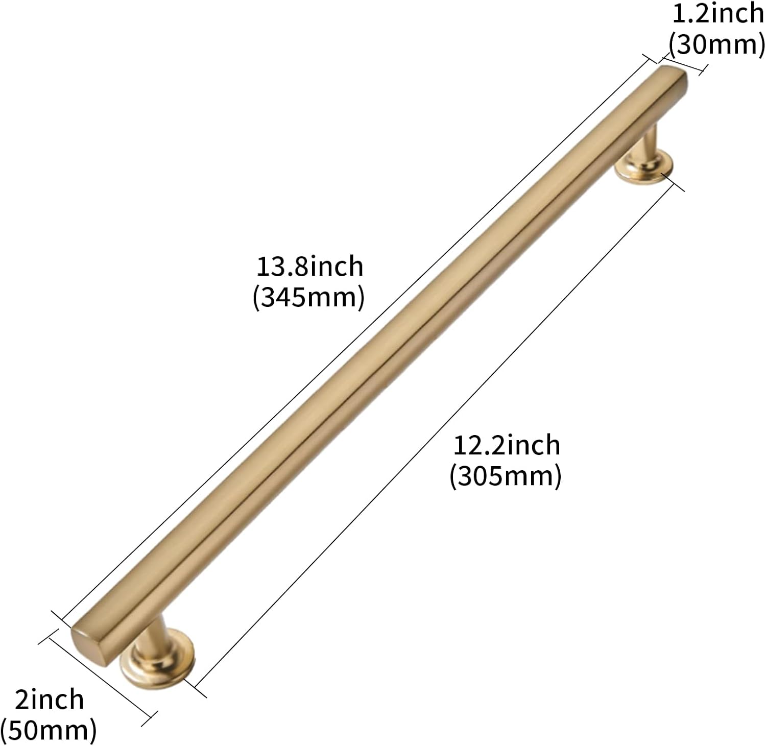 khtumeware 3-Pack Appliance Handle Pull Brushed Brass Heavy-Duty Solid Cabinet Pulls,12Inch(305mm) Hole Center,Drawer Pulls Square pulls Cabinet Hardware Kitchen Bathroom Dressing Table,