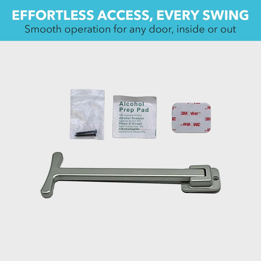 Retractable Door Closer for Wheelchair Users - Premium Aluminum with Auto-Return Handle - Canadian Made Accessibility Aid (Silver)