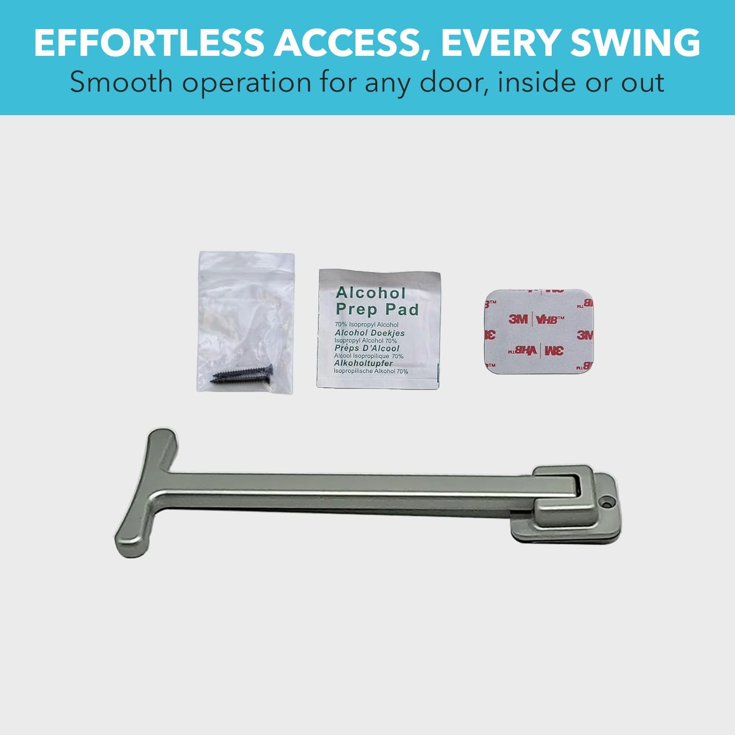 Retractable Door Closer for Wheelchair Users - Premium Aluminum with Auto-Return Handle - Canadian Made Accessibility Aid (Silver)