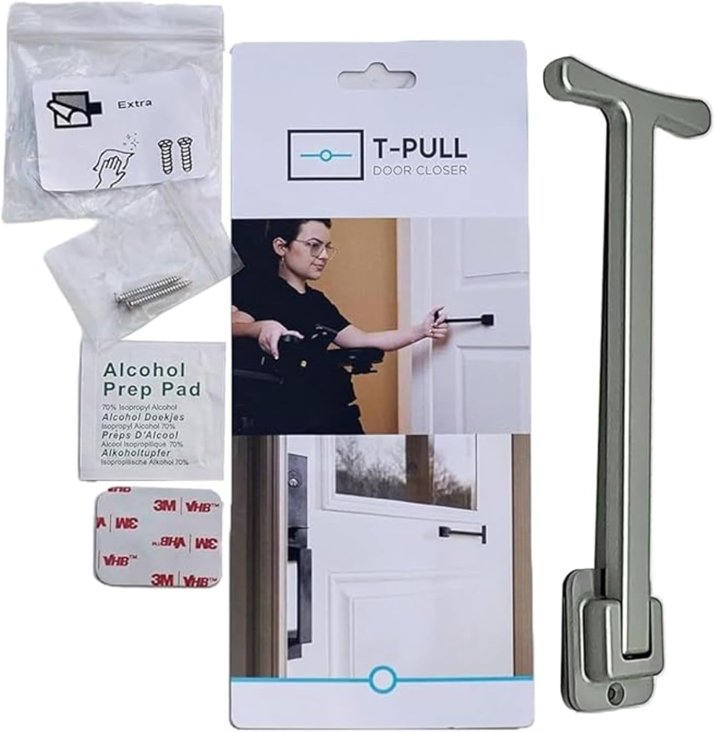 Retractable Door Closer for Wheelchair Users - Premium Aluminum with Auto-Return Handle - Canadian Made Accessibility Aid (Silver)