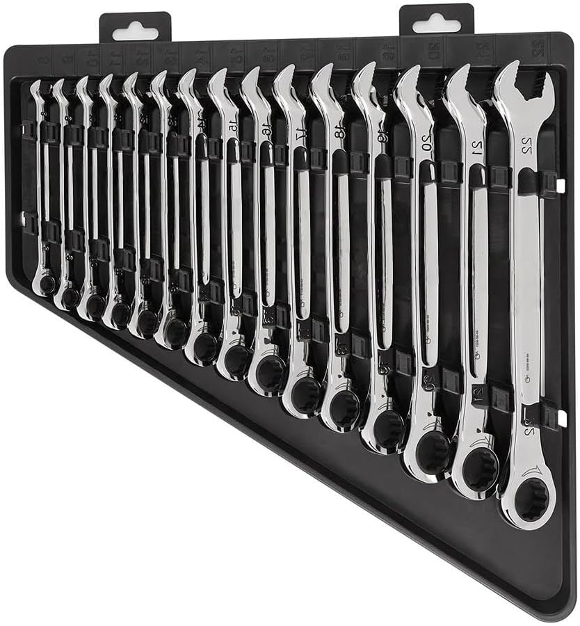 15 PC 48-22-9516 Open-End Wrench Sets for Milwaukee Ratcheting Combination Wrench Set w/storage tray