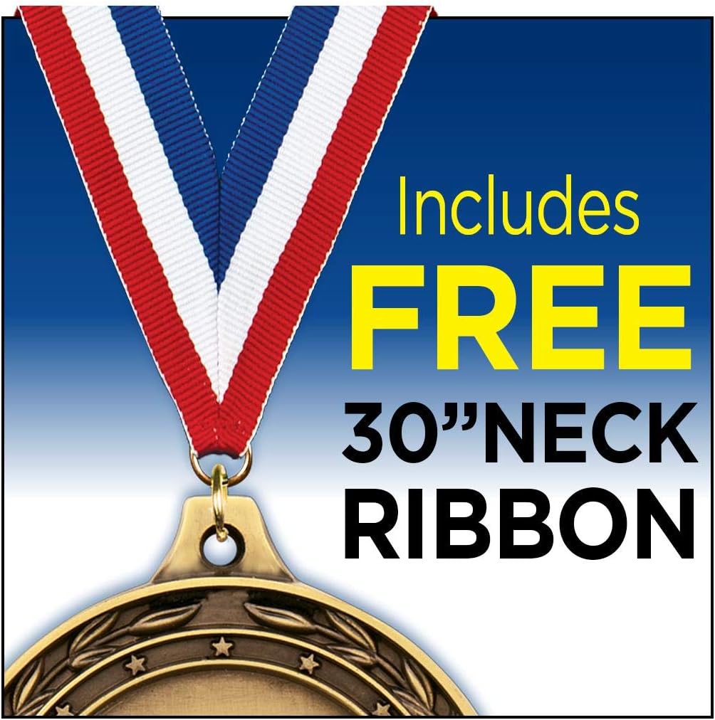 Crown Awards 2 1/4' Royal Cheer Medals, Silver Cheer Medals with Free Neck Ribbon