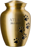 Ottillie Paws Elite Series Pet Urn for Dogs and Cats with Personalized Engraving (Small - Pets up to 25 lbs, Brass, Vertical, Ebony)