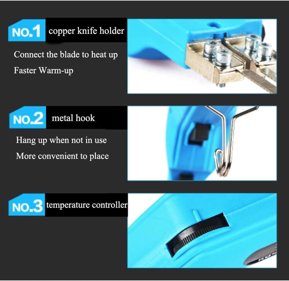 110V/230V Hot Knife Foam Cutter, 150W Electric Foam Grooving Carving Knife, with Small Slotter&305mm Flexible Blade&150mm Straight Blade, 16-Position Temperature Adjustment, for Sponge Cloth Canvas