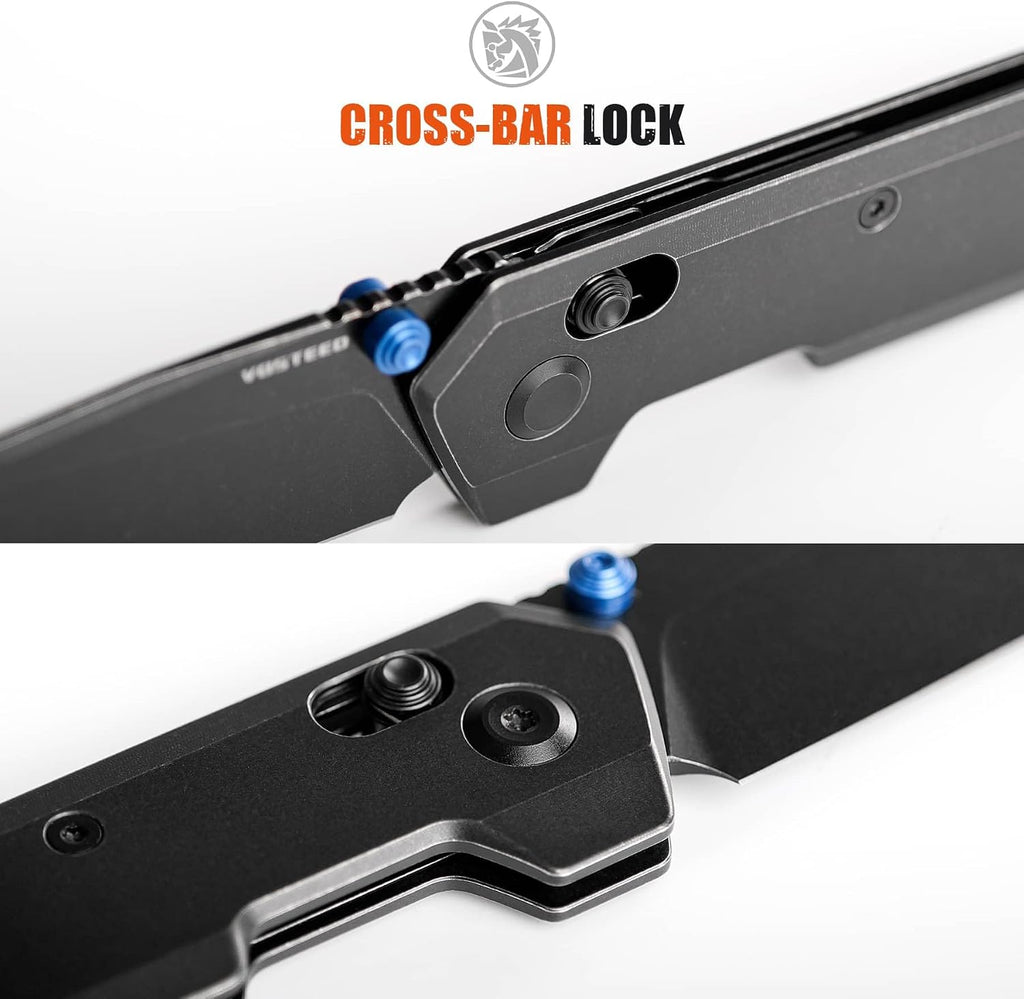 Vosteed Ultra Thin Folding Pocket knife for Men & Women, 2.9' 154CM Blade, Thumb Stud, Cross-bar Lock Titanium Handle EDC Slim Knives - Parallel A3501