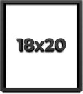 18x20 Shadow Box Black Solid Wood Display Frame with White Acid-Free Backing UV Acrylic & Hanging Hardware - with 3/4' Usable Depth