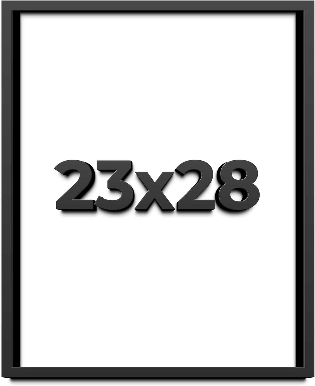 23x28 Shadow Box Black Solid Wood Display Frame with White Acid-Free Backing UV Acrylic & Hanging Hardware - with 3/4' Usable Depth