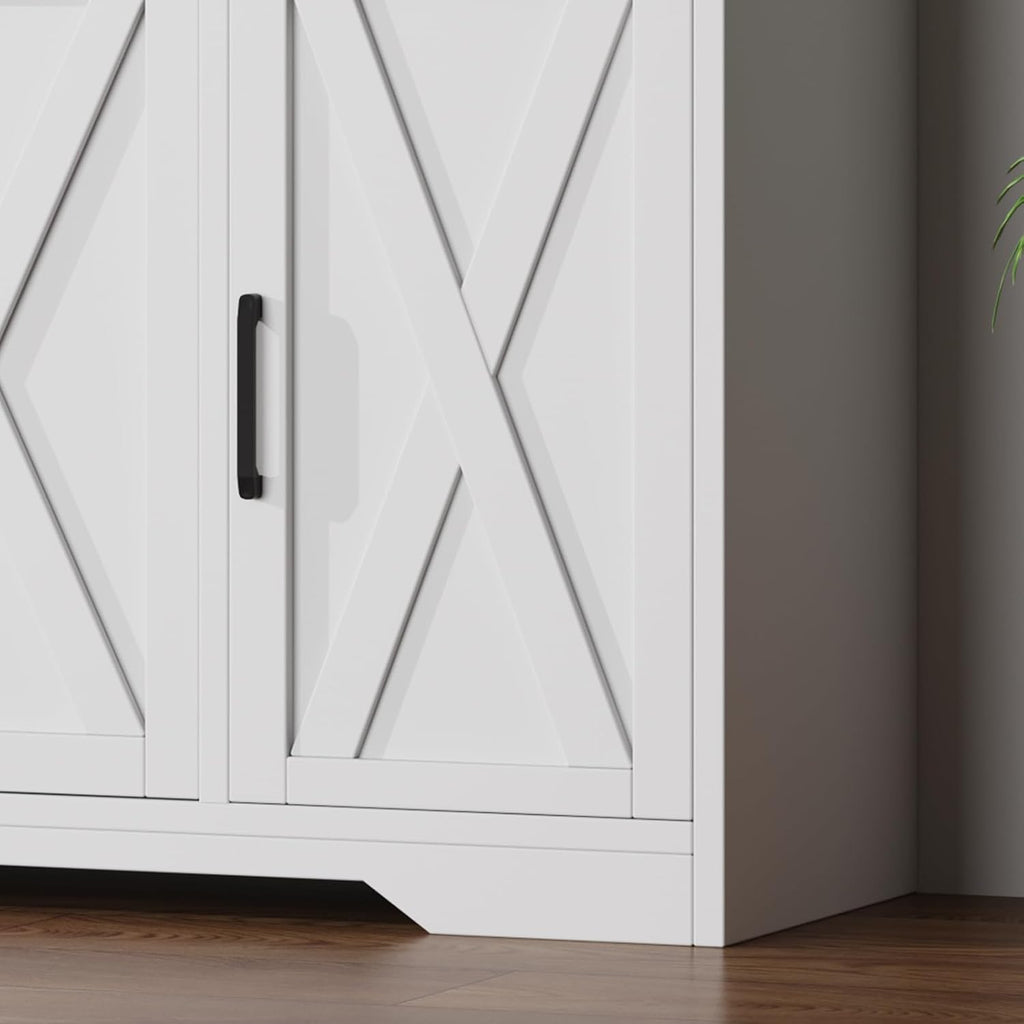 55' Sideboard with Storage Kitchen Storage Cabinet with 3 Drawers, Modern Large Wood Farmhouse Buffet Cabinet TV Stand Coffee Bar for Living Room Hallway