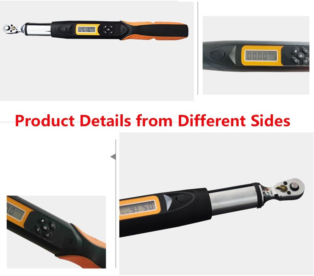 Digital Torque Wrench 1/4 inches Drive with Data Storage Buzzer Setting Max Value 10N.m with 4 Units N.m/in.lb/ft.lb/kgf.cm
