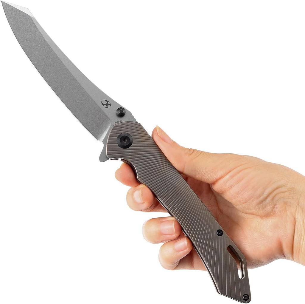 KANSEPT Colibri Tech Pocket Folding Knives for Men EDC Camping Folding Knife 4.34'' CPM S35VN Blade Material Pocket Folding Knife with Bronze Anodized Titanium Handle Everyday Carry K1060A2