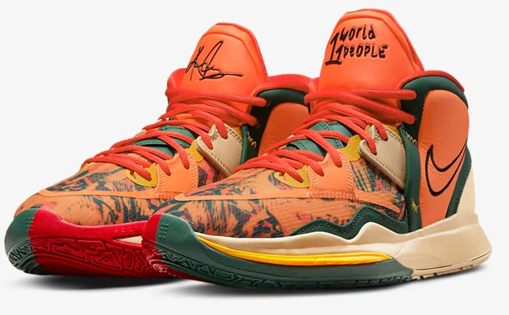 Nike Kyrie Infinity 1 World 1 People DO9614-800 Safety Orange/Gorge Green/Sesame/Black Men's Basketball Shoes