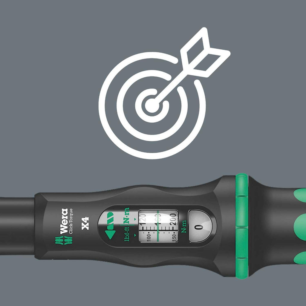WERA 05075654001 Click-Torque X 4 Torque Wrench for Insert Tools, 40-200 Nm, 14x18 x 40-200 Nm