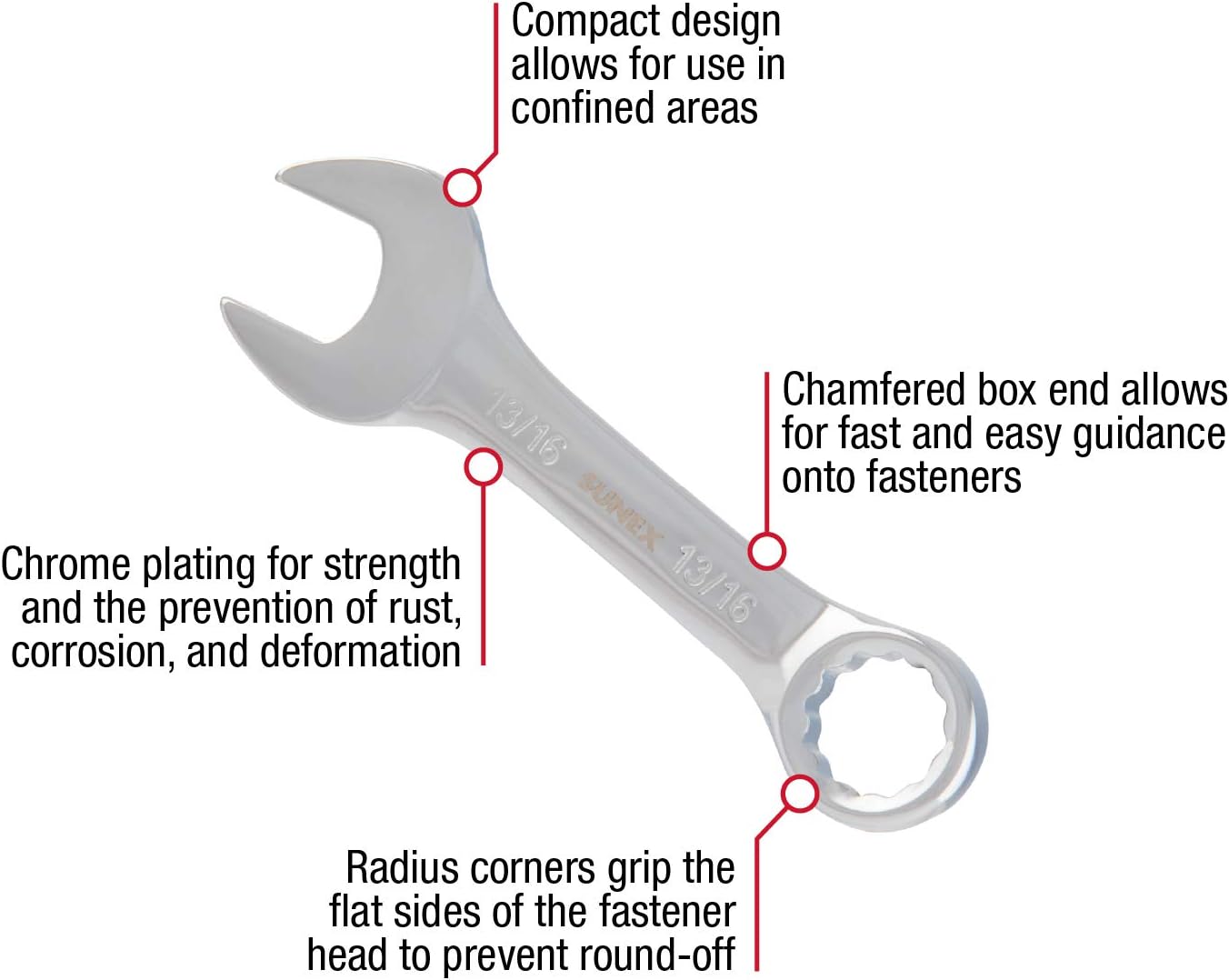Sunex Tools Wrench Set Bundle - Jumbo & Stubby Combination Wrenches (7 & 11 Pieces)