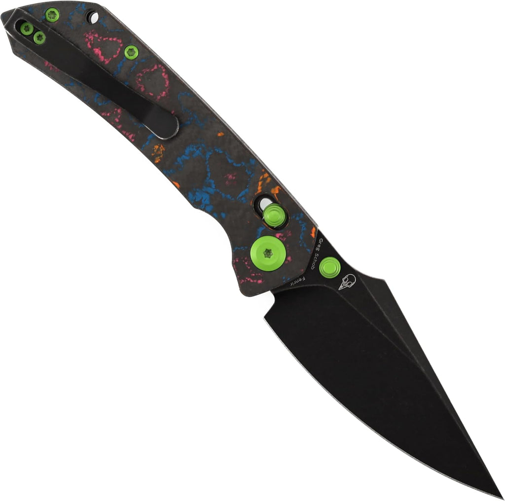 KANSEPT Fenrir Pocket Knife,3.48'' Black Stonewashed CPM S35VN Harpoon Blade,80S Camo CarbonFiber Handle,Thumb Stud PocketClip for Edc,Camping Survival Hiking Folding Knives K1034V4