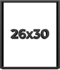 26x30 Shadow Box Black Solid Wood Display Frame with White Acid-Free Backing UV Acrylic & Hanging Hardware - with 3/4' Usable Depth