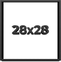 28x28 Shadow Box Black Solid Wood Display Frame with White Acid-Free Backing UV Acrylic & Hanging Hardware - with 3/4' Usable Depth