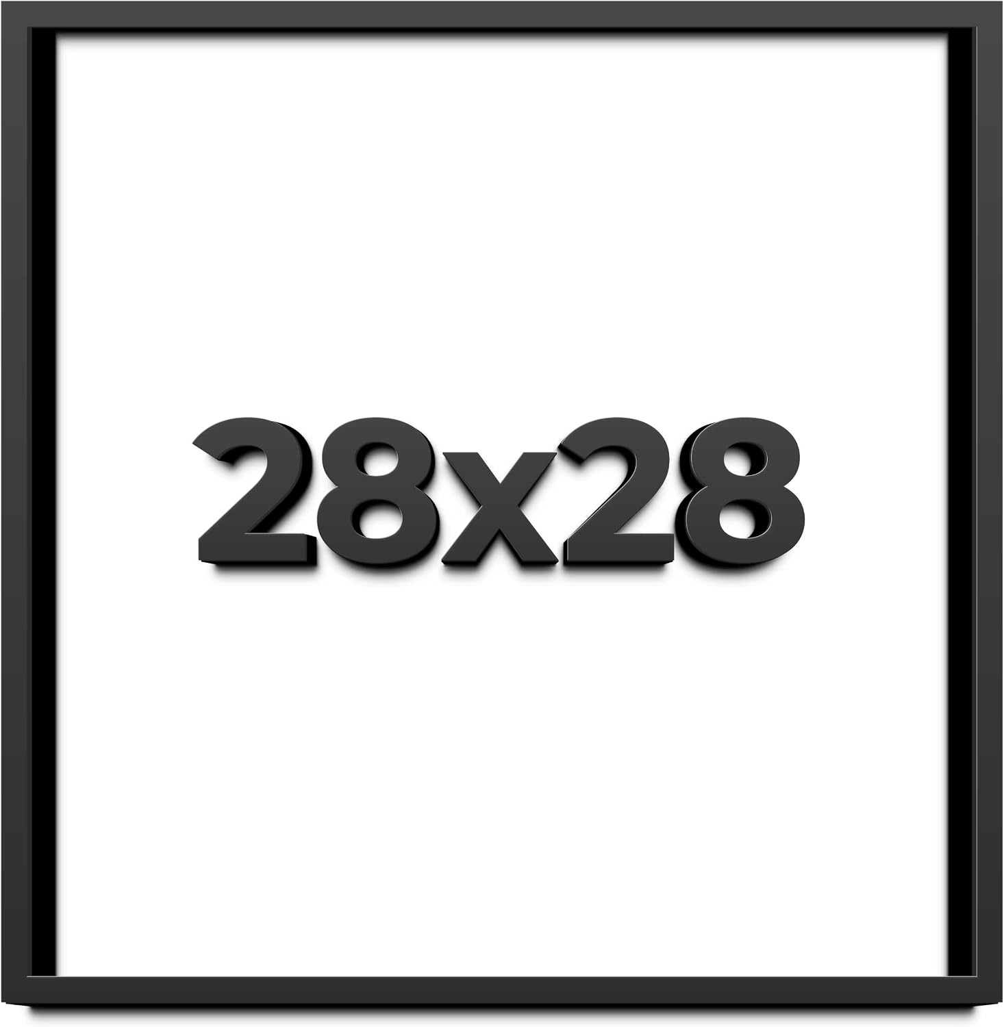 28x28 Shadow Box Black Solid Wood Display Frame with White Acid-Free Backing UV Acrylic & Hanging Hardware - with 3/4' Usable Depth
