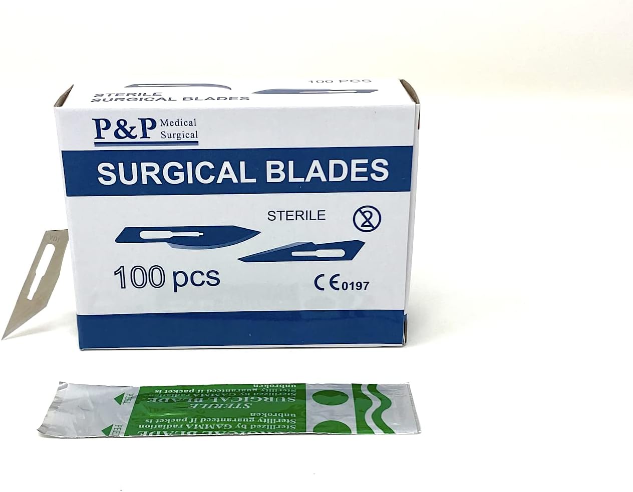 Disposable Surgical Scalpel Blades Sterile Size 10A High Grade Carbon Steel 2.1% 10xx Individually Foil Wrapped by P&P Medical Surgical (2500)