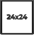 24x24 Shadow Box Black Solid Wood Display Frame with White Acid-Free Backing UV Acrylic & Hanging Hardware - with 3/4' Usable Depth