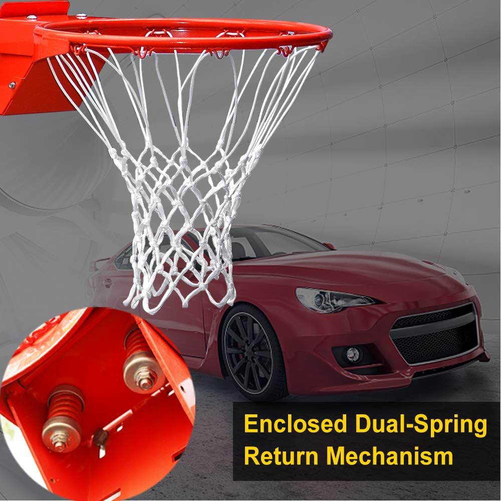 Professional 180º Heavy Duty Breakaway Basketball Rim，18 inch Flex Rim Goal Replacement Fits 5'x5', 5'x4', 4'x3'，5'x3' Hole Pattern Backboard