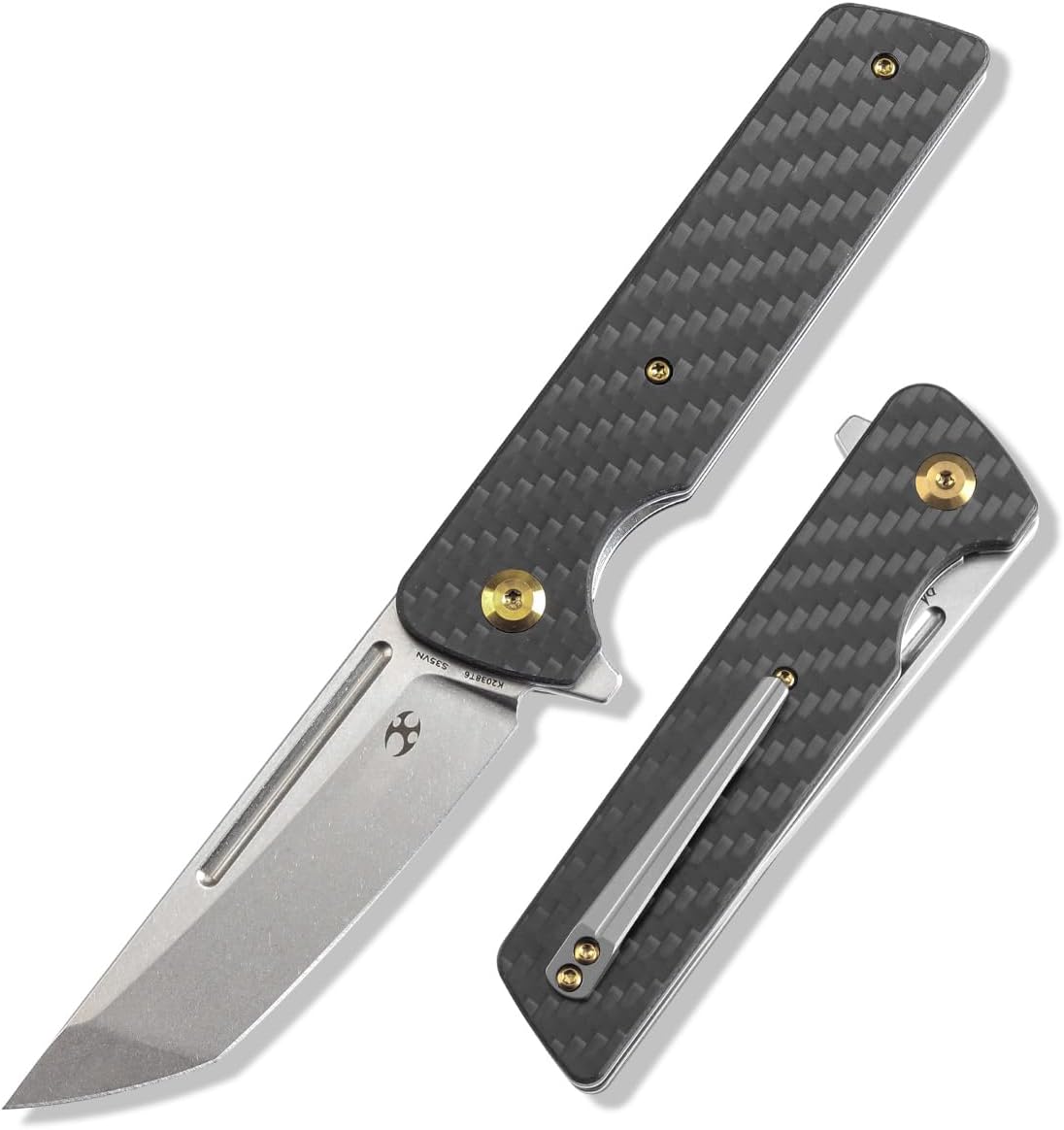 KANSEPT Anomaly Pocket Folding Knives EDC Camping Folding Knife 3.14'' Stonewashed CPM S35VN Tanto Blade Pocket Folding Knife with Carbon Fiber G10 Handle Everyday Carry K2038T6